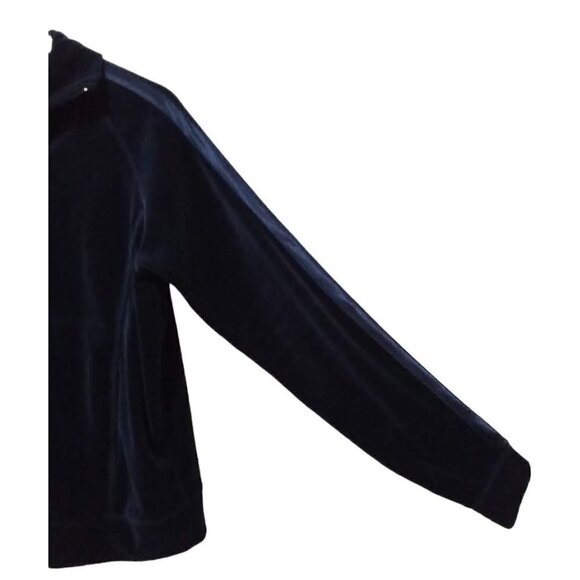 New York Laundry Navy Velour Long Sleeve Collared Track Style Jacket Sz L - Picture 4 of 7